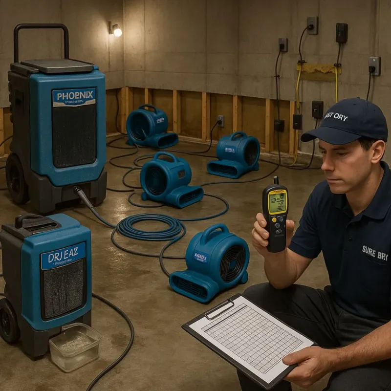 Structural Drying and Dehumidification process in Lowesville, NC